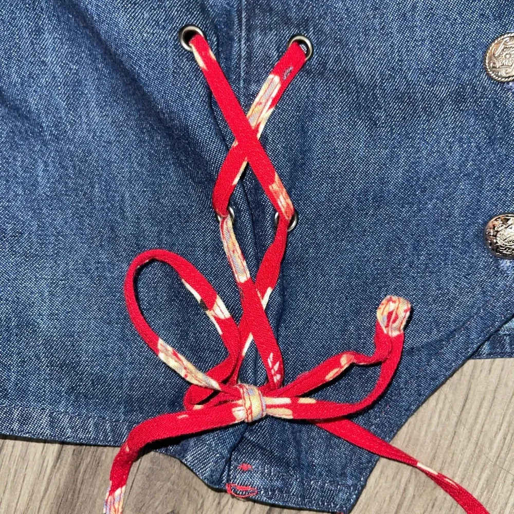 Vintage‎ Ozark Mountain Jean Co Denim embroidered vest Women’s Size M - Picture 2 of 7